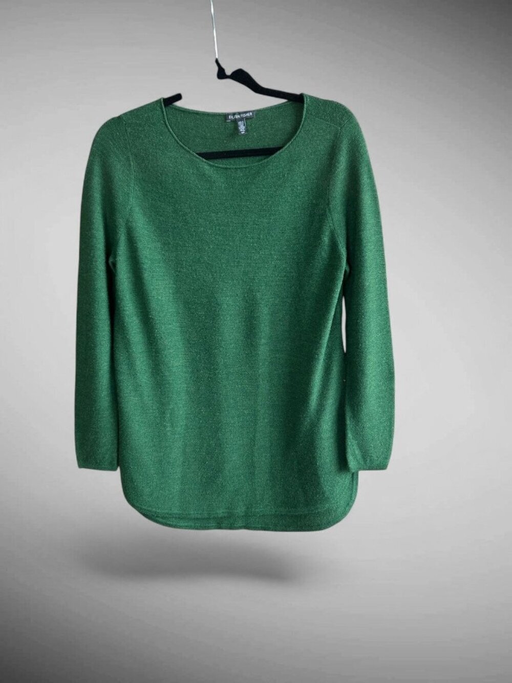 Eileen Fisher Green Sweater Merino Wool Capsule Minimalist Size Small